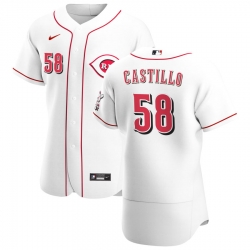 Men Cincinnati Reds 58 Luis Castillo Men Nike White Home 2020 Flex Base Player MLB Jersey