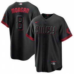 Men Cincinnati Reds 8 Joe Morgan Black 2023 City Connect Stitched Jersey