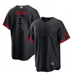 Men Cincinnati Reds 9 Matt McLain Black 2023 City Connect Cool Base Stitched Baseball Jersey