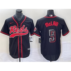 Men Cincinnati Reds 9 Matt McLain Black Cool Base Stitched Baseball Jersey
