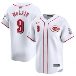 Men Cincinnati Reds 9 Matt McLain White Home Limited Stitched Baseball Jersey