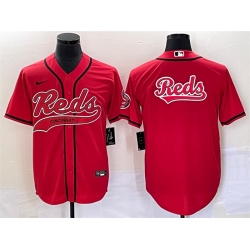 Men Cincinnati Reds Red Team Big Logo With Patch Cool Base Stitched Baseball Jersey