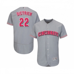 Mens Cincinnati Reds 22 Derek Dietrich Grey Road Flex Base Authentic Collection Baseball Jersey