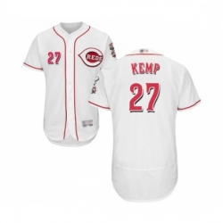 Mens Cincinnati Reds 27 Matt Kemp White Home Flex Base Authentic Collection Baseball Jersey