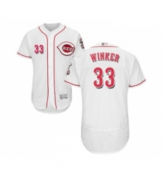 Mens Cincinnati Reds 33 Jesse Winker White Home Flex Base Authentic Collection Baseball Jersey