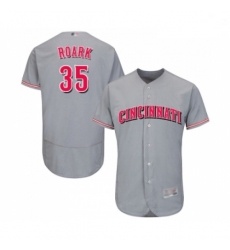 Mens Cincinnati Reds 35 Tanner Roark Grey Road Flex Base Authentic Collection Baseball Jersey