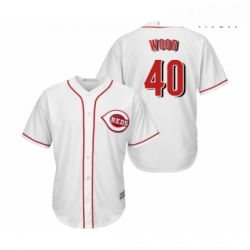 Mens Cincinnati Reds 40 Alex Wood Replica White Home Cool Base Baseball Jersey 