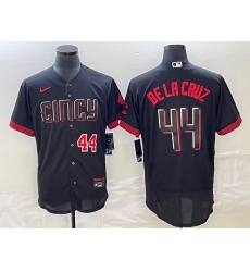 Men's Cincinnati Reds #44 Elly De La Cruz Number Black 2023 City Connect Cool Base Stitched Jersey