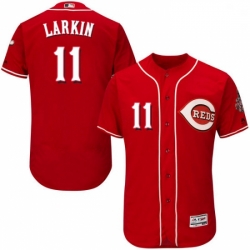 Mens Majestic Cincinnati Reds 11 Barry Larkin Red Alternate Flex Base Authentic Collection MLB Jersey