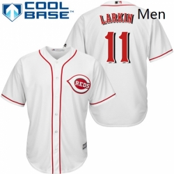 Mens Majestic Cincinnati Reds 11 Barry Larkin Replica White Home Cool Base MLB Jersey