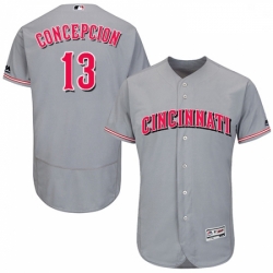 Mens Majestic Cincinnati Reds 13 Dave Concepcion Grey Flexbase Authentic Collection MLB Jersey