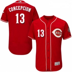 Mens Majestic Cincinnati Reds 13 Dave Concepcion Red Alternate Flex Base Authentic Collection MLB Jersey