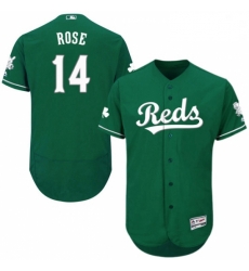 Mens Majestic Cincinnati Reds 14 Pete Rose Green Celtic Flexbase Authentic Collection MLB Jersey