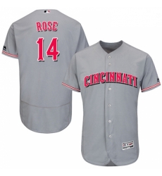 Mens Majestic Cincinnati Reds 14 Pete Rose Grey Flexbase Authentic Collection MLB Jersey