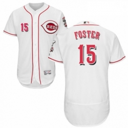 Mens Majestic Cincinnati Reds 15 George Foster White Home Flex Base Authentic Collection MLB Jersey