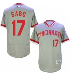 Mens Majestic Cincinnati Reds 17 Chris Sabo Grey Flexbase Authentic Collection Cooperstown MLB Jersey
