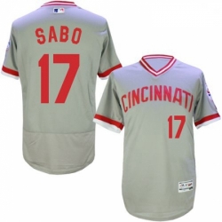 Mens Majestic Cincinnati Reds 17 Chris Sabo Grey Flexbase Authentic Collection Cooperstown MLB Jersey