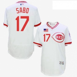 Mens Majestic Cincinnati Reds 17 Chris Sabo White Flexbase Authentic Collection Cooperstown MLB Jersey