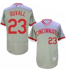 Mens Majestic Cincinnati Reds 23 Adam Duvall Grey Flexbase Authentic Collection Cooperstown MLB Jersey