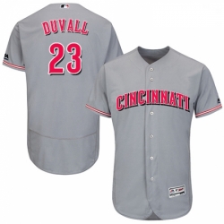 Mens Majestic Cincinnati Reds 23 Adam Duvall Grey Flexbase Authentic Collection MLB Jersey