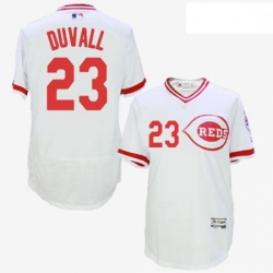 Mens Majestic Cincinnati Reds 23 Adam Duvall White Flexbase Authentic Collection Cooperstown MLB Jersey