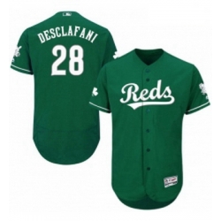 Mens Majestic Cincinnati Reds 28 Anthony DeSclafani Green Celtic Flexbase Authentic Collection MLB Jersey
