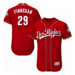 Mens Majestic Cincinnati Reds 29 Brandon Finnegan Red Los Rojos Flexbase Authentic Collection MLB Jersey