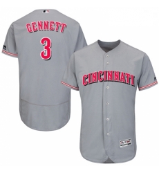 Mens Majestic Cincinnati Reds 3 Scooter Gennett Grey Road Flex Base Authentic Collection MLB Jersey