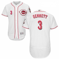 Mens Majestic Cincinnati Reds 3 Scooter Gennett White Home Flex Base Authentic Collection MLB Jersey