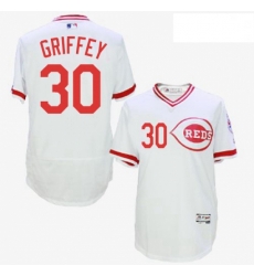 Mens Majestic Cincinnati Reds 30 Ken Griffey White Flexbase Authentic Collection Cooperstown MLB Jersey
