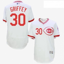 Mens Majestic Cincinnati Reds 30 Ken Griffey White Flexbase Authentic Collection Cooperstown MLB Jersey