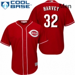 Mens Majestic Cincinnati Reds 32 Matt Harvey Replica Red Alternate Cool Base MLB Jersey 