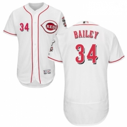 Mens Majestic Cincinnati Reds 34 Homer Bailey White Home Flex Base Authentic Collection MLB Jersey