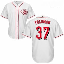 Mens Majestic Cincinnati Reds 37 Scott Feldman Replica White Home Cool Base MLB Jersey