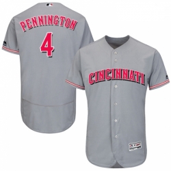 Mens Majestic Cincinnati Reds 4 Cliff Pennington Grey Road Flex Base Authentic Collection MLB Jersey