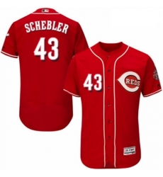 Mens Majestic Cincinnati Reds 43 Scott Schebler Red Alternate Flex Base Authentic Collection MLB Jersey