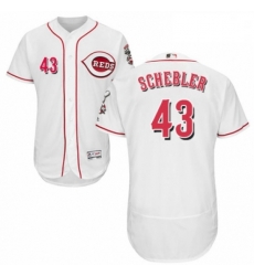 Mens Majestic Cincinnati Reds 43 Scott Schebler White Home Flex Base Authentic Collection MLB Jersey