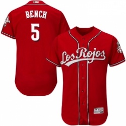Mens Majestic Cincinnati Reds 5 Johnny Bench Red Los Rojos Flexbase Authentic Collection MLB Jersey