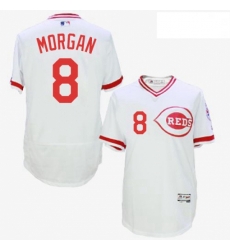 Mens Majestic Cincinnati Reds 8 Joe Morgan White Flexbase Authentic Collection Cooperstown MLB Jersey