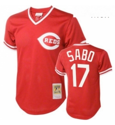 Mens Mitchell and Ness Cincinnati Reds 17 Chris Sabo Replica Red Throwback MLB Jersey