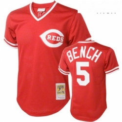 Mens Mitchell and Ness Cincinnati Reds 5 Johnny Bench Replica Red Throwback MLB Jersey