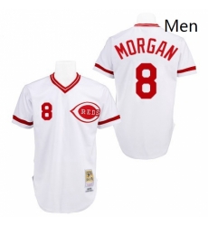 Mens Mitchell and Ness Cincinnati Reds 8 Joe Morgan Authentic White Throwback MLB Jersey