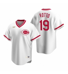 Mens Nike Cincinnati Reds 19 Joey Votto White Cooperstown Collection Home Stitched Baseball Jerse