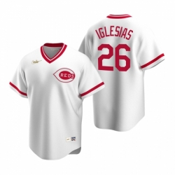 Mens Nike Cincinnati Reds 26 Raisel Iglesias White Cooperstown Collection Home Stitched Baseball Jersey