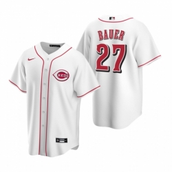 Mens Nike Cincinnati Reds 27 Trevor Bauer White Home Stitched Baseball Jersey