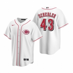 Mens Nike Cincinnati Reds 43 Scott Schebler White Home Stitched Baseball Jersey