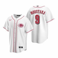 Mens Nike Cincinnati Reds 9 Mike Moustakas White Home Stitched Baseball Jersey