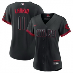 Women Cincinnati Reds 11 Barry Larkin Black 2023 City Connect Stitched Baseball Jersey
