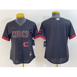 Women Cincinnati Reds Black 2023 City Connect With Patch Stitched Baseball Jersey