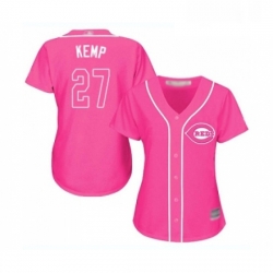 Womens Cincinnati Reds 27 Matt Kemp Replica Pink Fashion Cool Base Baseball Jersey 